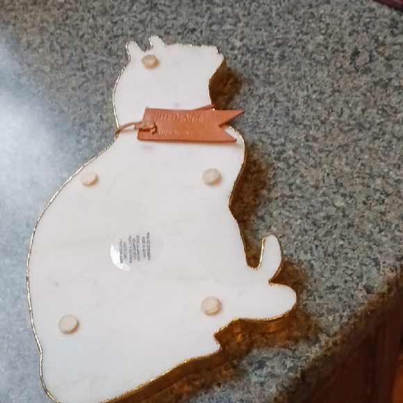 White Marble Cat Cutting Board with Gold Accents - Picture 4 of 5